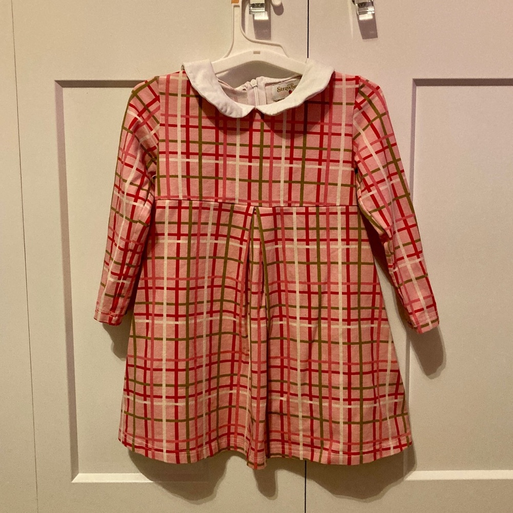 Strawberry Jam Kids pink plaid Peter Pan collar dress